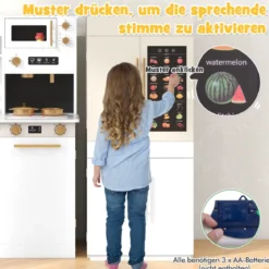 2 tlg. Kinder Spielküche mit Pädagogischem Sprechendem Wandposter Kinderküche Weiß