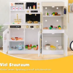 2 tlg. Kinder Spielküche mit Pädagogischem Sprechendem Wandposter Kinderküche Weiß