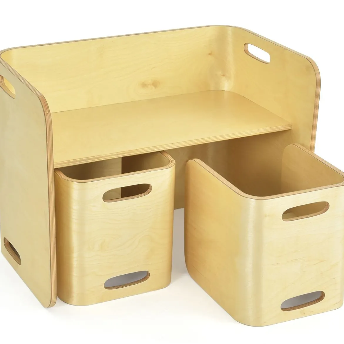 3 tlg. Kindertisch Stühle Set Kindersitzgrupppe Holz Kindermöbel Lerntisch Natur/Grau