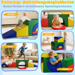 7 tlg. Kletterblock-Set aus Schaumstoff Weiches Spiel-Gym aus PU-Leder Kletterstruktur Bunt