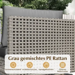 7-TLG Lounge Möbel Outdoor Rattan Gartenlounge mit Tisch und Kissen frei kombinierbar Gartenmöbel Set
