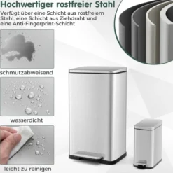 2 tlg. Mülleimer-Set 40L & 6L Setz-Abfalleimer-Kombination mitAufklapp- & Soft-Close-Deckel
