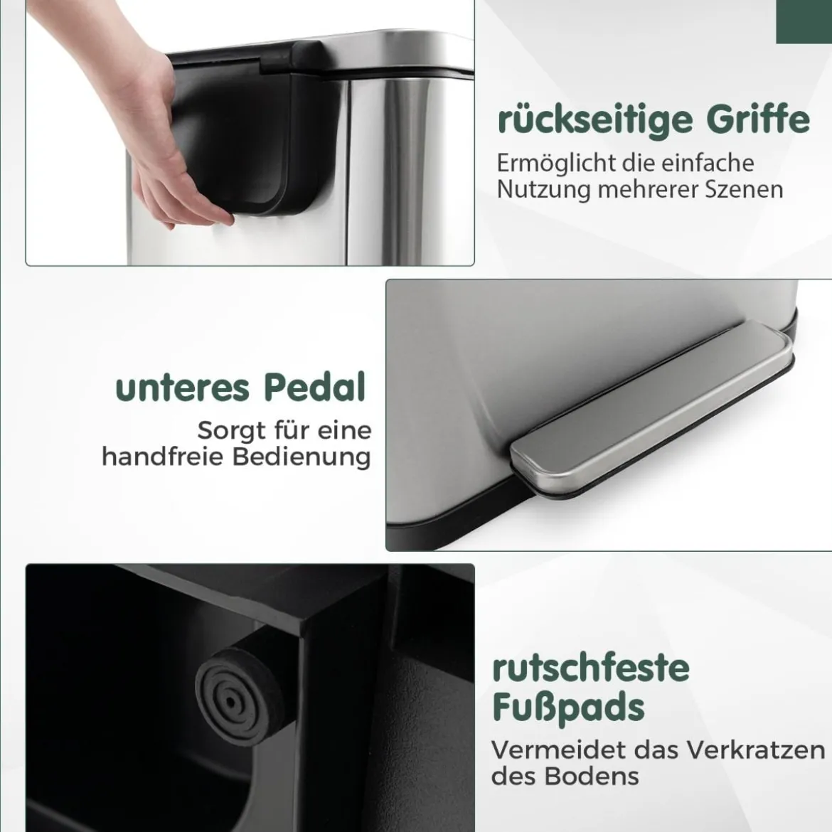 2 tlg. Mülleimer-Set 40L & 6L Setz-Abfalleimer-Kombination mitAufklapp- & Soft-Close-Deckel