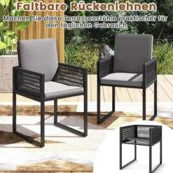 5tlg. Rattan Gartenmöbel Set inkl. 2 Stühle mit Kissen & Hocker & Tisch Balkonset Gartenset