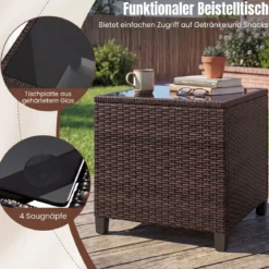 3-TLG. Rattan Gartenmöbel Set inkl. 2 Sessel & 1 Beistelltisch Polyrattan Sitzgruppe Gartengarnitur