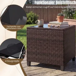 3-TLG. Rattan Gartenmöbel Set inkl. 2 Sessel & 1 Beistelltisch Polyrattan Sitzgruppe Gartengarnitur