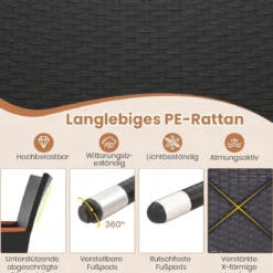 9 TLG. Rattan Gartenmöbel Set Sitzgruppe für 8 Personen Gartentisch aus Akazienholz
