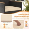 5 TLG. Rattan Gartenmöbel Set Sitzgruppe für 4 Personen Gartentisch mit Tischplatte & 4 Stühle