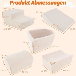 5 TLG. Schaumstoffbausteine Riesenbausteine mit Bällebad (ohne Bälle) Großbausteine zum Toben Rosa/Grau/Beige