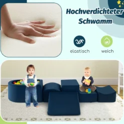 5 TLG. Schaumstoffbausteine Riesenbausteine mit Bällebad (ohne Bälle) Großbausteine zum Toben Rosa/Grau/Beige
