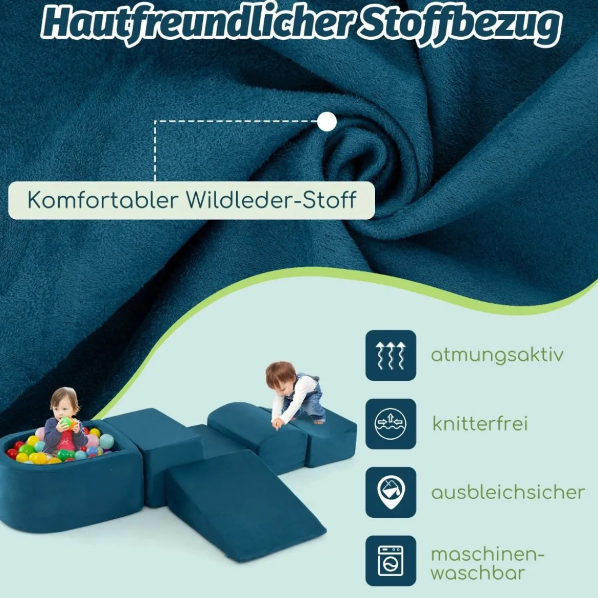 5 TLG. Schaumstoffbausteine Riesenbausteine mit Bällebad (ohne Bälle) Großbausteine zum Toben Rosa/Grau/Beige