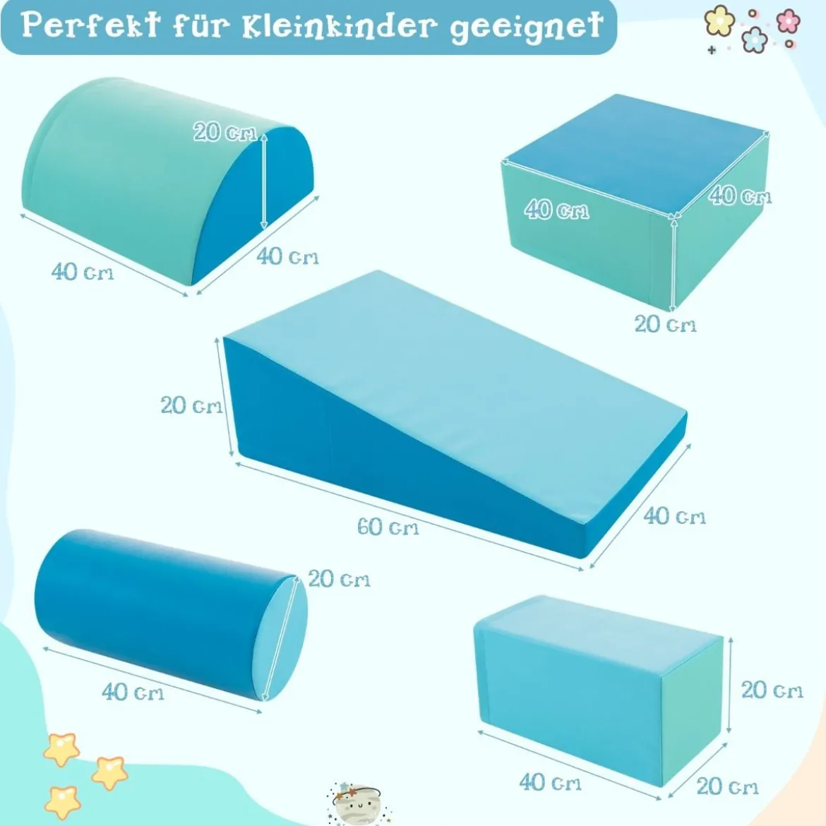 5 TLG. Schaumstoffbausteine Riesenbausteine zum Toben & Klettern Großbausteine Softbausteine