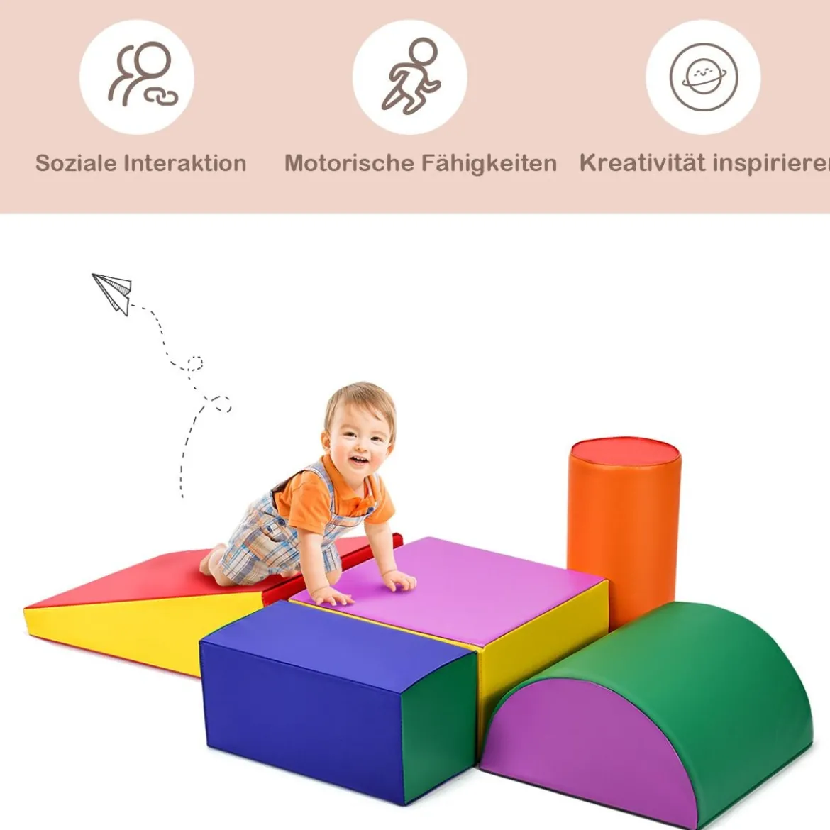 5 TLG. Schaumstoffbausteine Riesenbausteine zum Toben & Klettern Großbausteine Softbausteine
