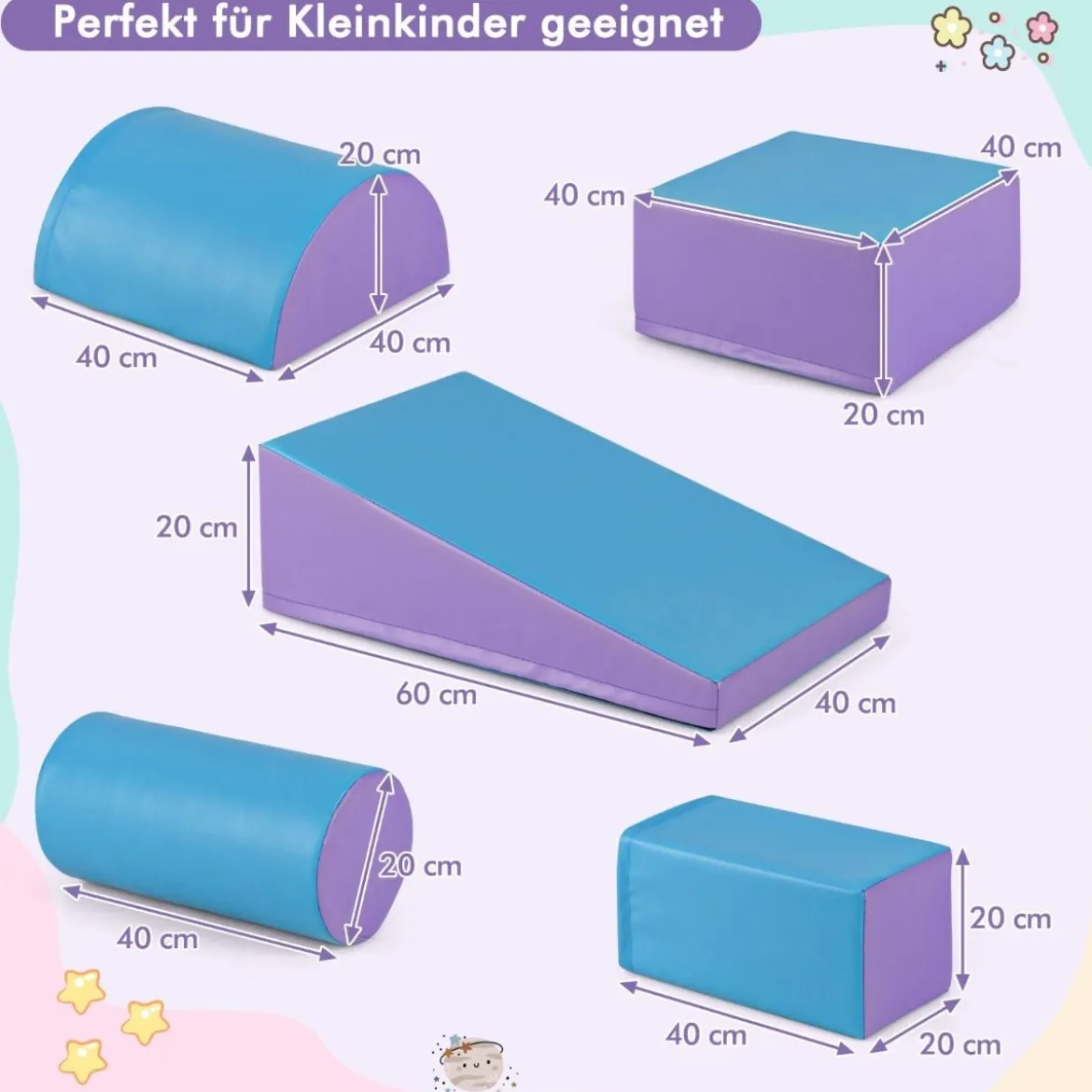 5 TLG. Schaumstoffbausteine Riesenbausteine zum Toben & Klettern Großbausteine Softbausteine