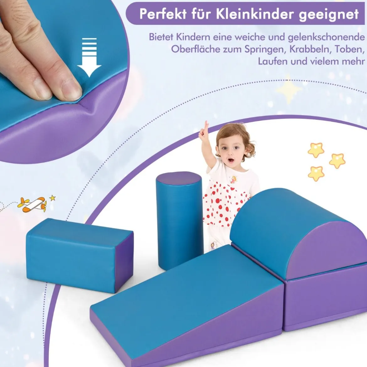 5 TLG. Schaumstoffbausteine Riesenbausteine zum Toben & Klettern Großbausteine Softbausteine