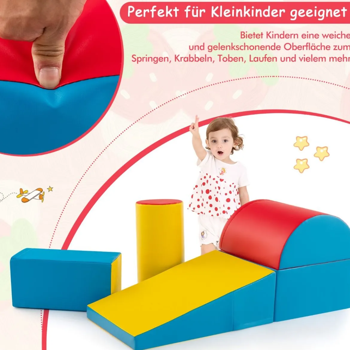 5 TLG. Schaumstoffbausteine Riesenbausteine zum Toben & Klettern Großbausteine Softbausteine