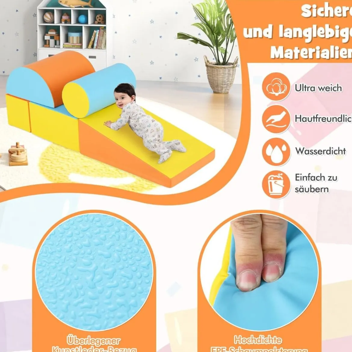 5 TLG. Schaumstoffbausteine Riesenbausteine zum Toben & Klettern Großbausteine Softbausteine
