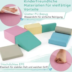 7 TLG. Schaumstoffbausteine zum Toben & Klettern Riesenbausteine aus Schaumstoff Softbausteine