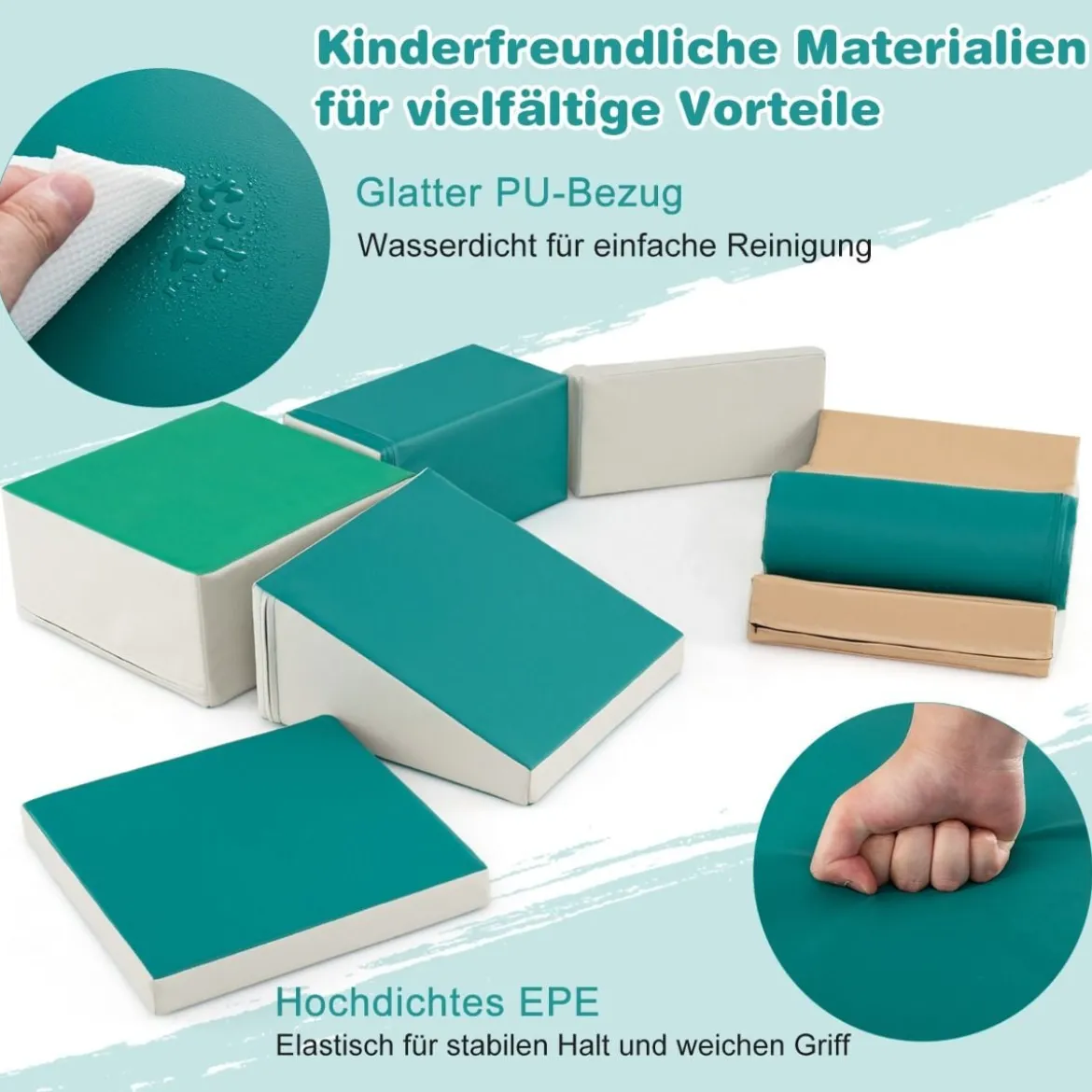 7 TLG. Schaumstoffbausteine zum Toben & Klettern Riesenbausteine aus Schaumstoff Softbausteine