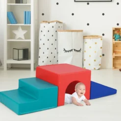 4 TLG. Schaumstoffbausteine zum Klettern & Toben Softbausteine Riesenbausteine Bauklötze mit Klettverschlüsse