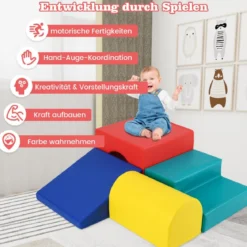 4 TLG. Schaumstoffbausteine zum Klettern & Toben Softbausteine Riesenbausteine Bauklötze mit Klettverschlüsse