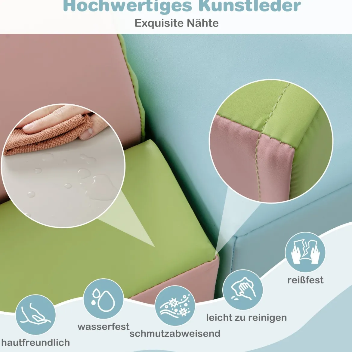 10 TLG. Schaumstoff Bausteine zum Klettern & Rutschen Weiche Softbausteine Blau + Grau