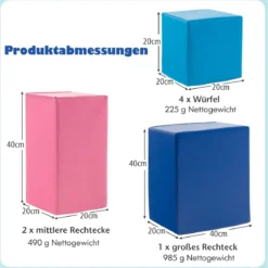 7 TLG. Schaumstoff Bausteine zum Klettern Quadratische & Rechreckige Softbausteine Weich
