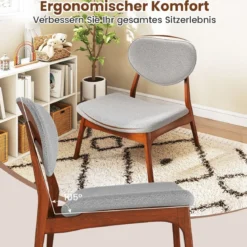 3 tlg. Sessel mit Beistelltisch Gepolstertes Loungesessel Set Kleiner Tisch mit 2 Stühlen Hellgrau