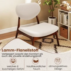 3 tlg. Sessel mit Beistelltisch Gepolstertes Loungesessel Set Kleiner Tisch mit 2 Stühlen Beige