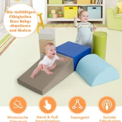 6 tlg. Softbausteine Kinder Großbausteine Riesenbausteine Schaumstoffbausteine Braun