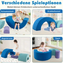 3-TLG. Softbausteine Schaumstoffbausteine zum Klettern & Krabbeln Kletterbogen Blau