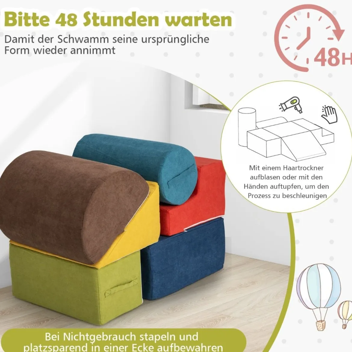 6-TLG. Softbausteine zum Klettern & Krabbeln Schaumstoffbausteine Riesenbausteine