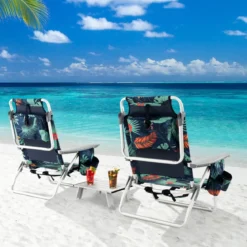 3 tlg. Strandstuhl & Tisch Set mit Verstellbarer Rückenlehne Outdoor Liegestühle