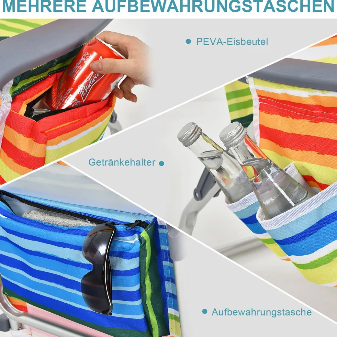 3 tlg. Strandstuhl & Tisch Set mit Verstellbarer Rückenlehne Outdoor Liegestühle