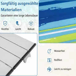 3 tlg. Strandstuhl & Tisch Set mit Verstellbarer Rückenlehne Outdoor Liegestühle