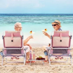 3 tlg. Strandstuhl & Tisch Set mit Verstellbarer Rückenlehne Outdoor Liegestühle