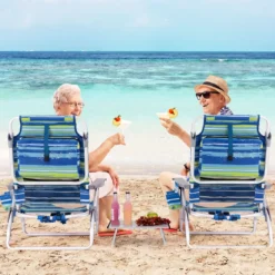 3 tlg. Strandstuhl & Tisch Set mit Verstellbarer Rückenlehne Outdoor Liegestühle