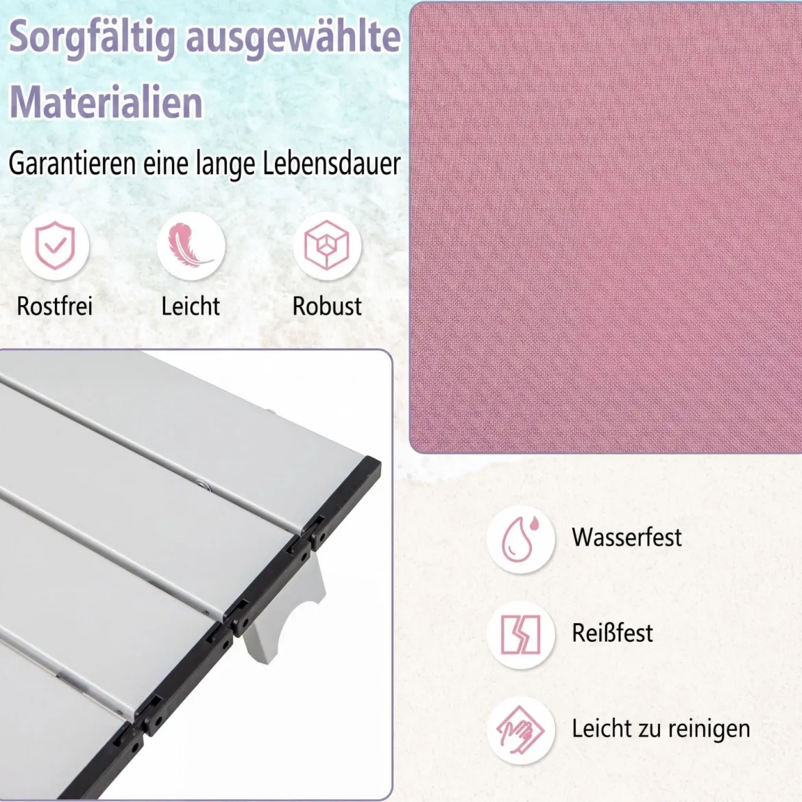 3 tlg. Strandstuhl & Tisch Set mit Verstellbarer Rückenlehne Outdoor Liegestühle