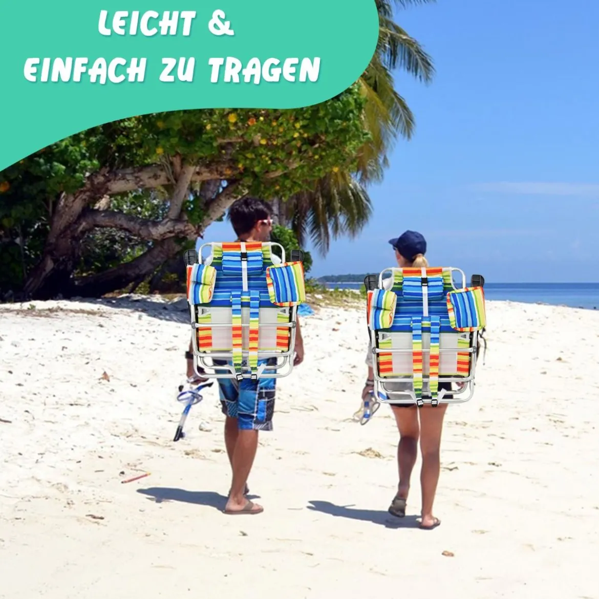 3 tlg. Strandstuhl & Tisch Set mit Verstellbarer Rückenlehne Outdoor Liegestühle
