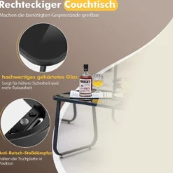 4 TLG. Terrassenmöbel-Set mit Kaffeetisch aus Gehärtetem Glas Sitzgruppe Sofagarnitur Braun/Schwarz
