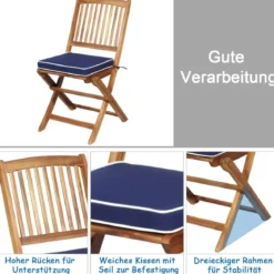 3-TLG. Terrassenmöbel-Set mit Rundem Tisch & 2 Stühlen & 2 Kissen Ergonomische Sitzgarnitur