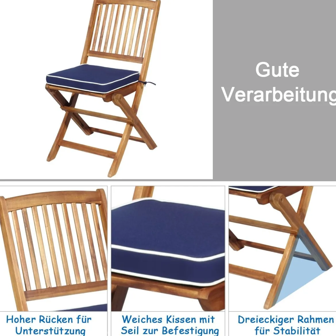 3-TLG. Terrassenmöbel-Set mit Rundem Tisch & 2 Stühlen & 2 Kissen Ergonomische Sitzgarnitur