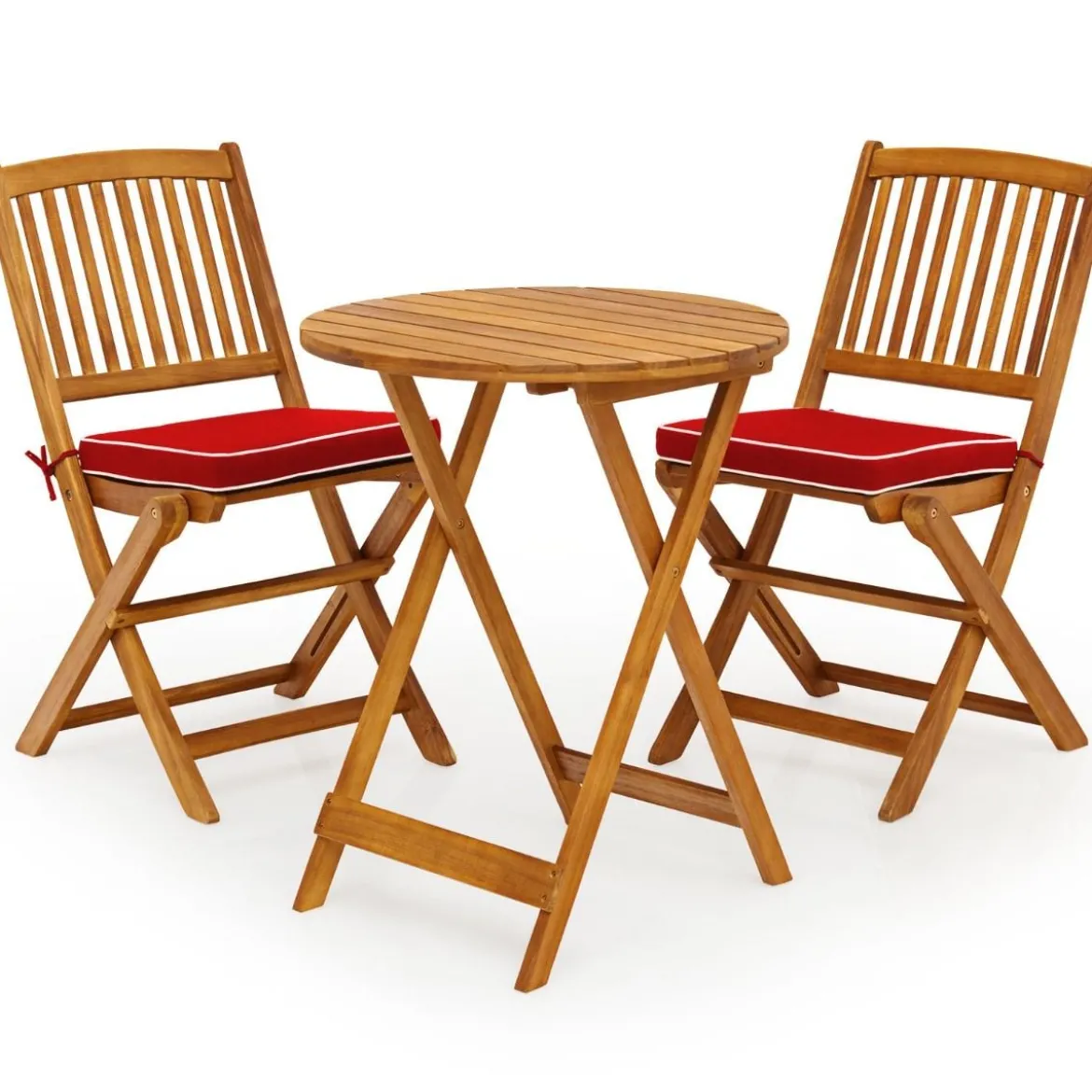 3-TLG. Terrassenmöbel-Set mit Rundem Tisch & 2 Stühlen & 2 Kissen Ergonomische Sitzgarnitur