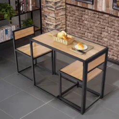 3 tlg. Tischgruppe Essgruppe Bartisch-Set Küchentisch Esstisch Tisch + 2 Stühle Natur