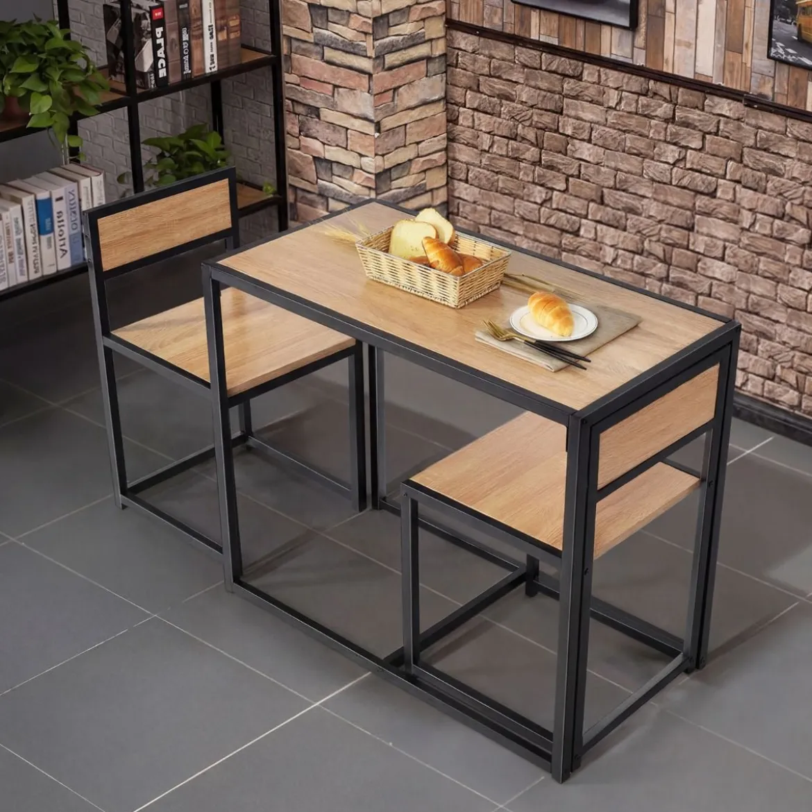 3 tlg. Tischgruppe Essgruppe Bartisch-Set Küchentisch Esstisch Tisch + 2 Stühle Natur