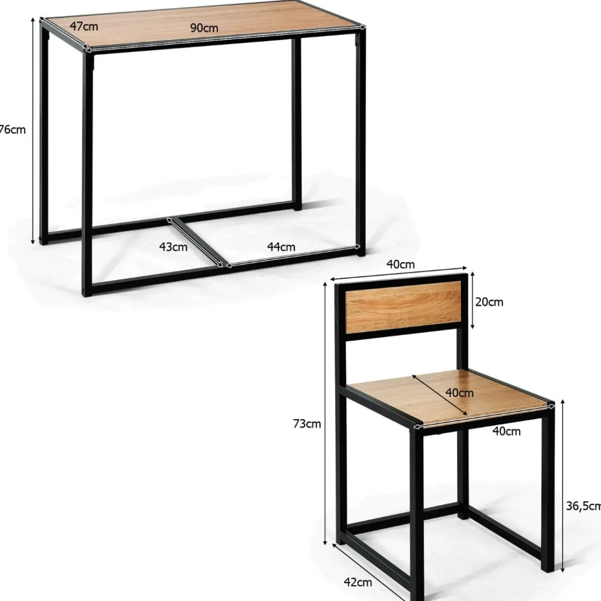 3 tlg. Tischgruppe Essgruppe Bartisch-Set Küchentisch Esstisch Tisch + 2 Stühle Natur