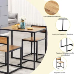 3 tlg. Tischgruppe Essgruppe Bartisch-Set Küchentisch Esstisch Tisch + 2 Stühle Natur