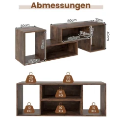 2 tlg. TV-Schrank Freie Kombination Fernsehtisch für Fernseher bis zu 60 Zoll Fernsehschrank