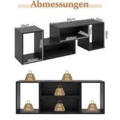 2 tlg. TV-Schrank Freie Kombination Fernsehtisch für Fernseher bis zu 60 Zoll Fernsehschrank