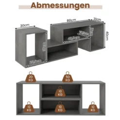 2 tlg. TV-Schrank Freie Kombination Fernsehtisch für Fernseher bis zu 60 Zoll Fernsehschrank